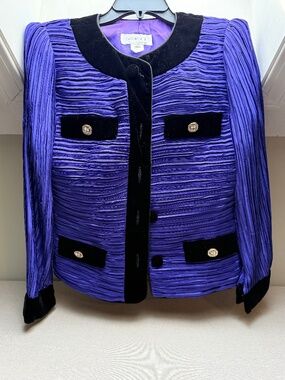 80s Vintage George F Couture Evening Jacket Blazer Jeweled Buttons Size 10